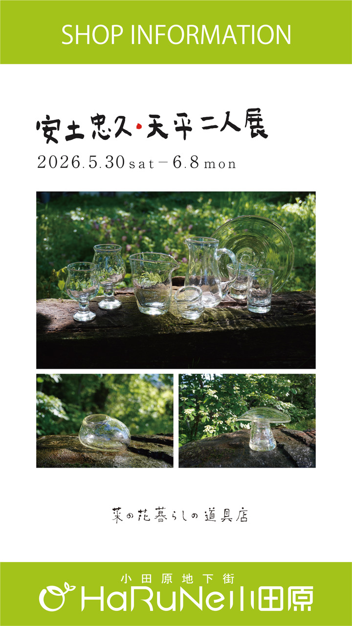 【菜の花 暮らしの道具店】安土忠久、天平二人展