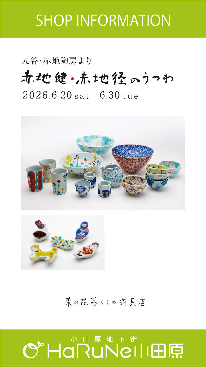 【菜の花 暮らしの道具店】赤地健・赤地径のうつわ